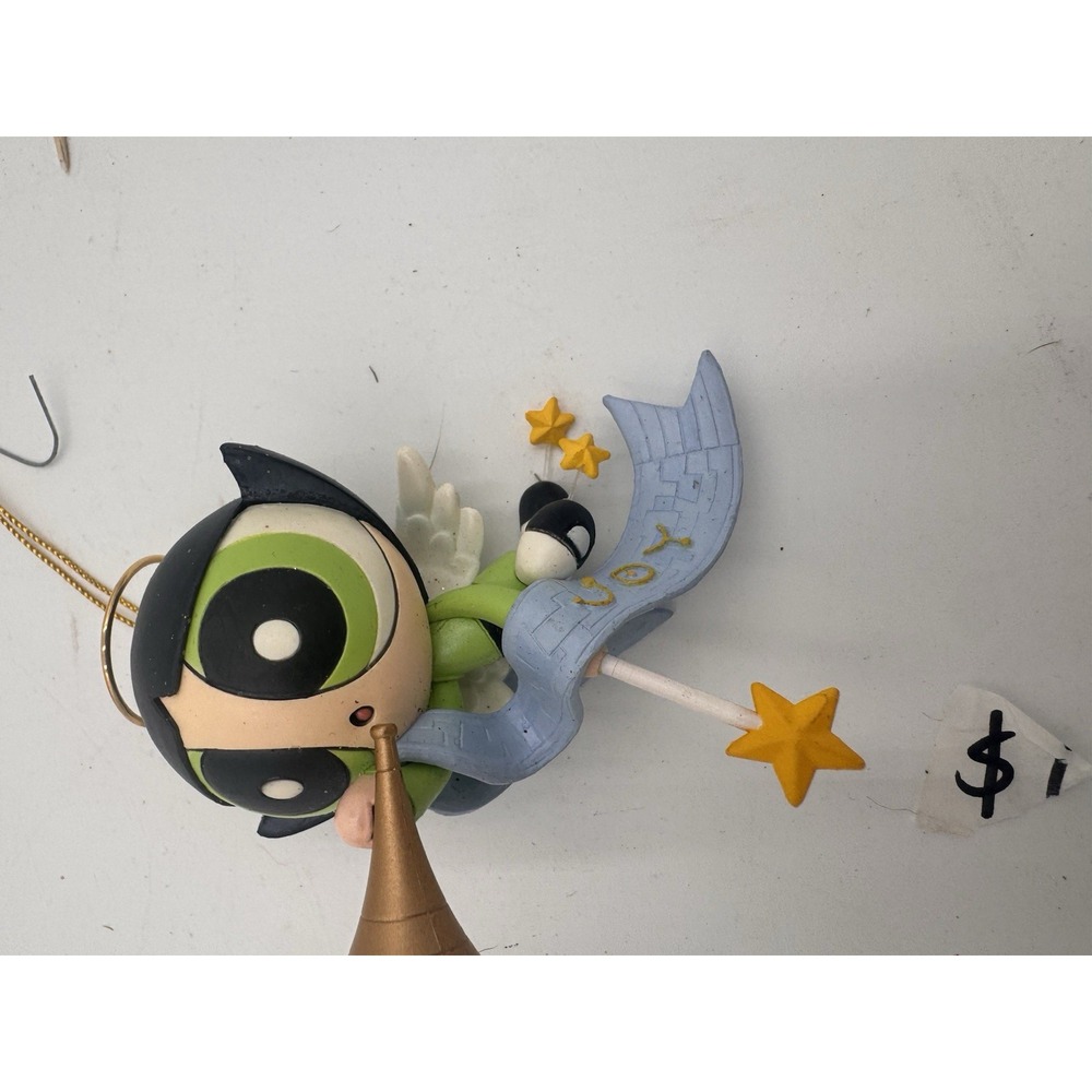 2002 Green Powerpuff Girl Buttercup Joy‎ Banner Angel Trumpet Star Wand Ornament